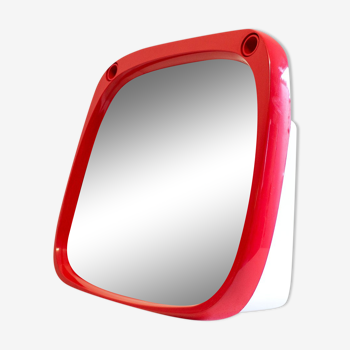 Miroir space age en plastique rouge vintage