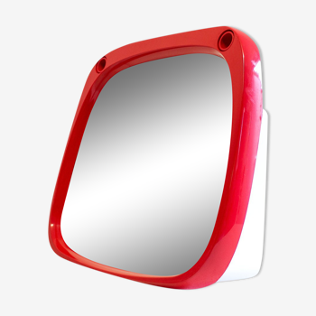 Vintage red plastic space age mirror