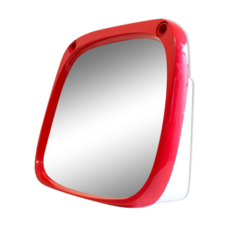 Vintage red plastic space age mirror