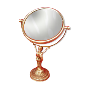 Miroir sur pieds en bronze chérubin miroir double face 10x24cm
