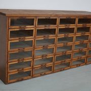 Vintage Dutch oak haberdashery shop cabinet, 1930s