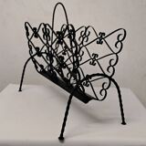 Wrought iron magazine rack signed CHATY Vallauris