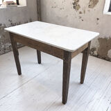 Oak and marble farm table