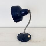 Flexible bedside lamp in blue lacquered sheet metal and stainless steel, edition of the 70s.