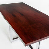 Table à manger vintage métal chromé et palissandre Espagne, années 70