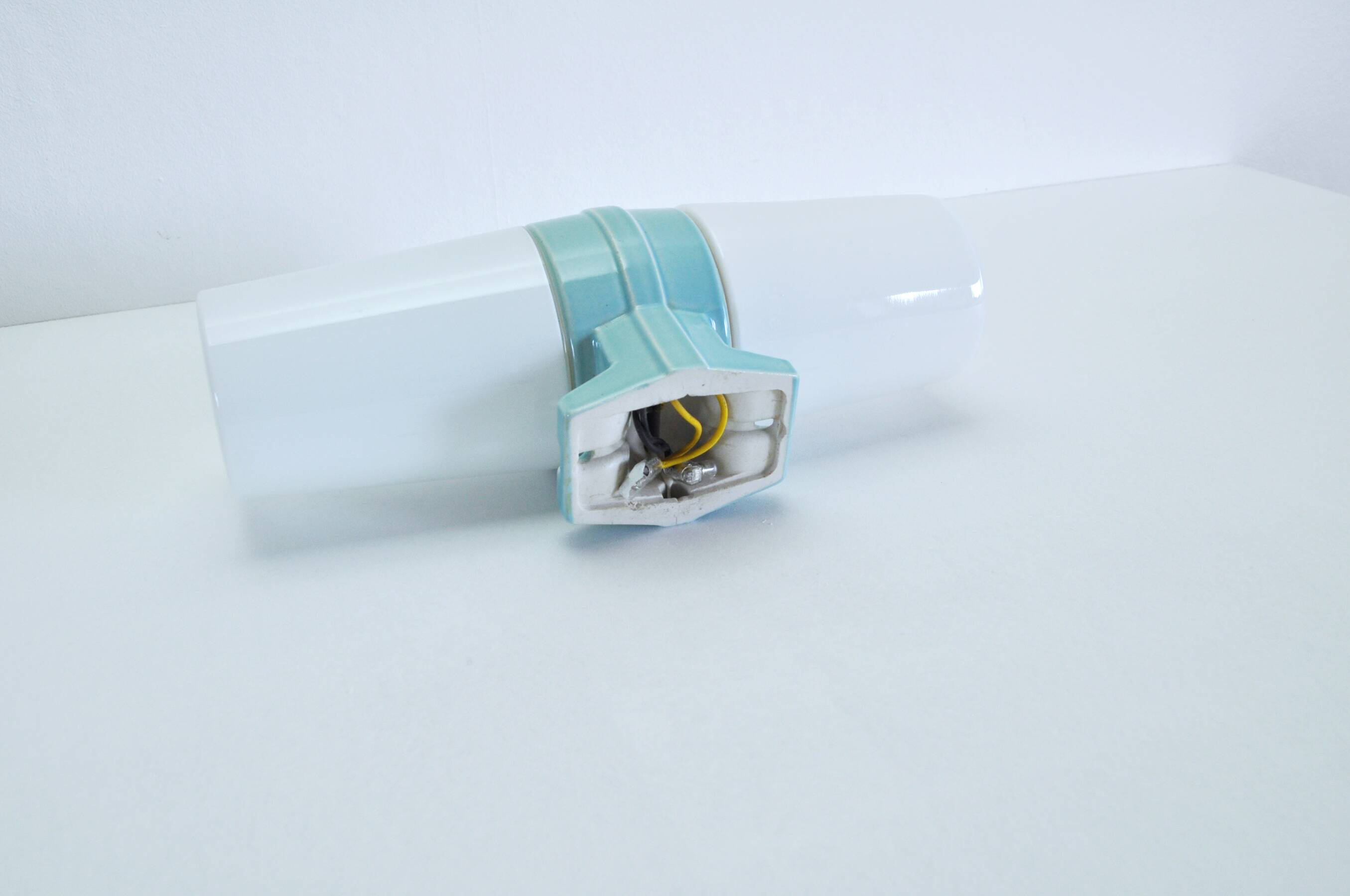 Large Scandinavian Modern Opaline Glass and Porcelain Wall Light by IFÖ, 1960s