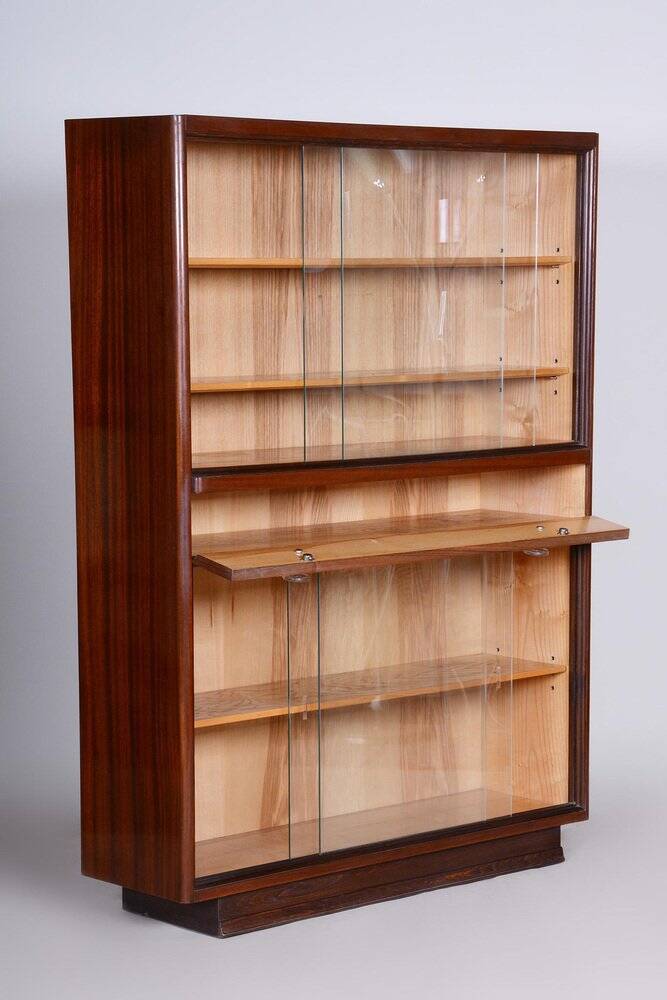 Bibliothèques Art Déco vintage en frêne et acajou, années 1940, ensemble de 2