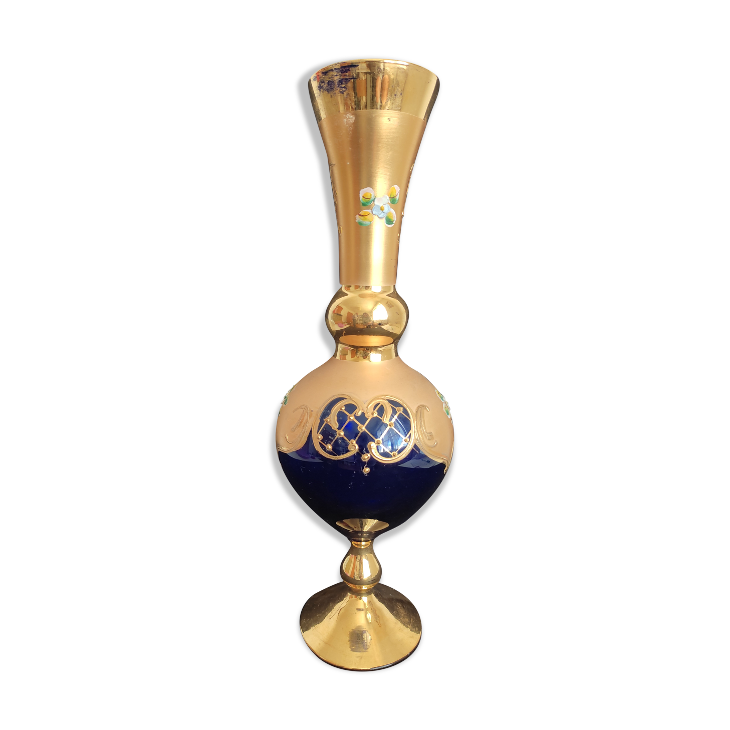 Gold and midnight blue vase