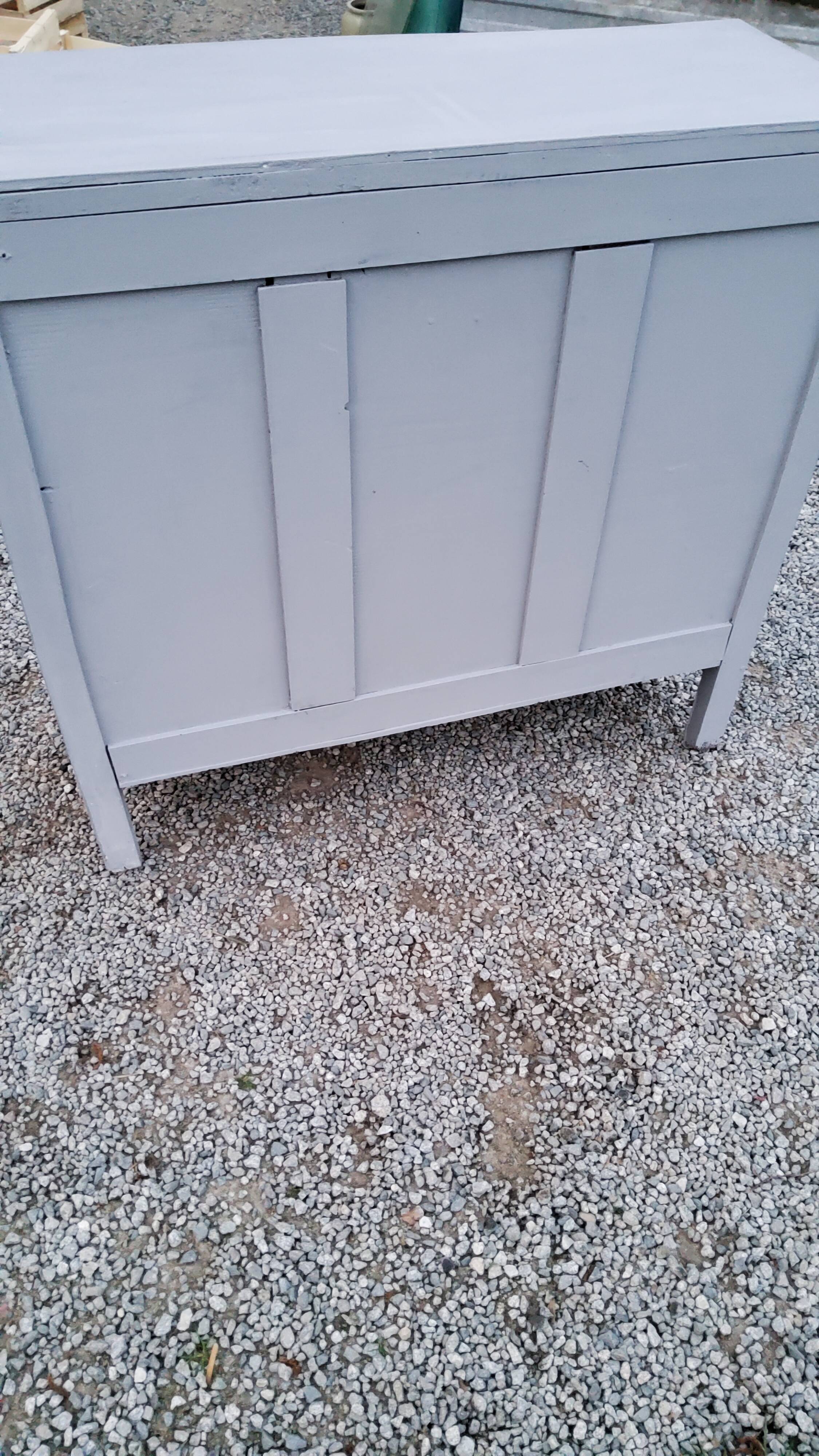 Parisian buffet patina gray 2 doors 2 drawers in solid poplar