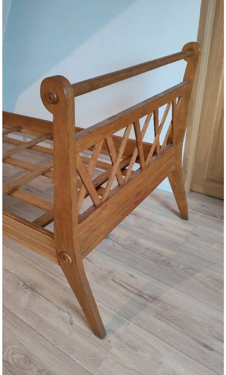Vintage solid wood bed, bench