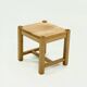 Solid Blonde Oak Cubic Stool with Carved Seat, 1970s
