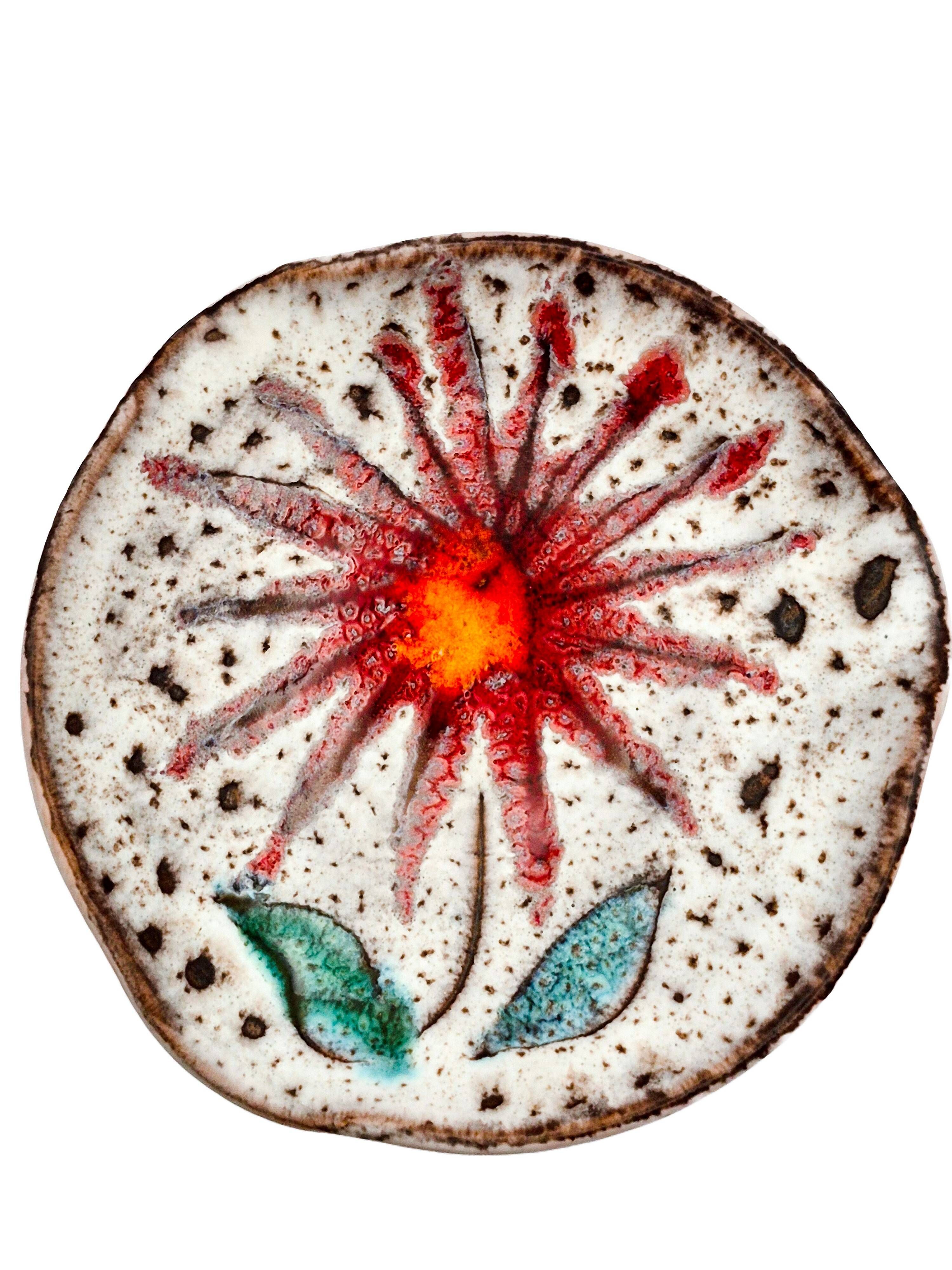 Vintage ceramic catchall dish from Vallauris, 1960s, floral.