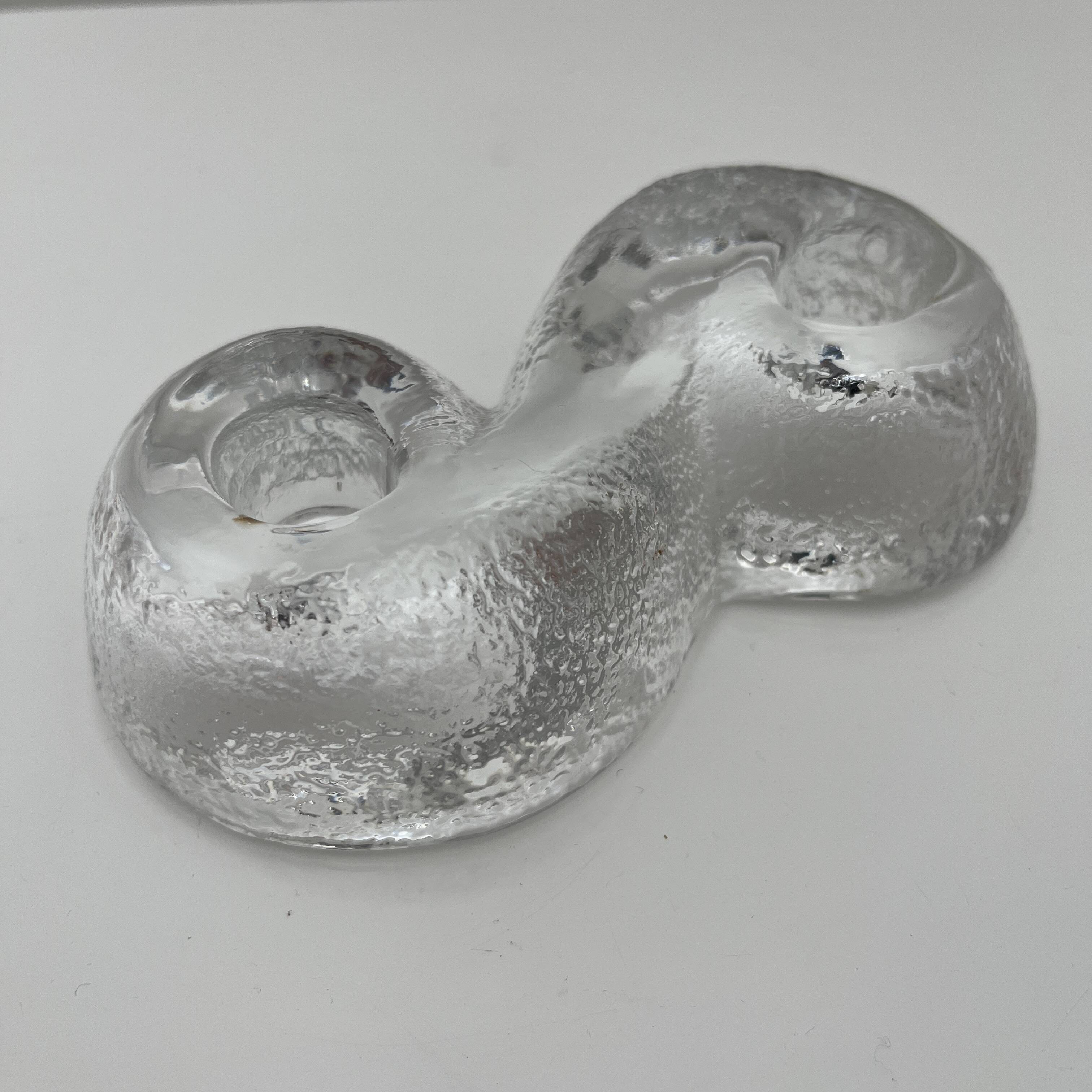 Orrefors Sweden glass candle holder vintage Suede design Lars Hellsten