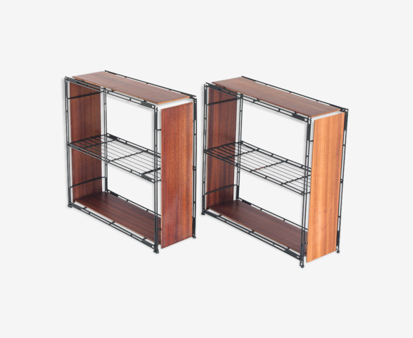 Paire d'étagères modulaires vintage Multi Strux en métal par Multimueble, Espagne 1970