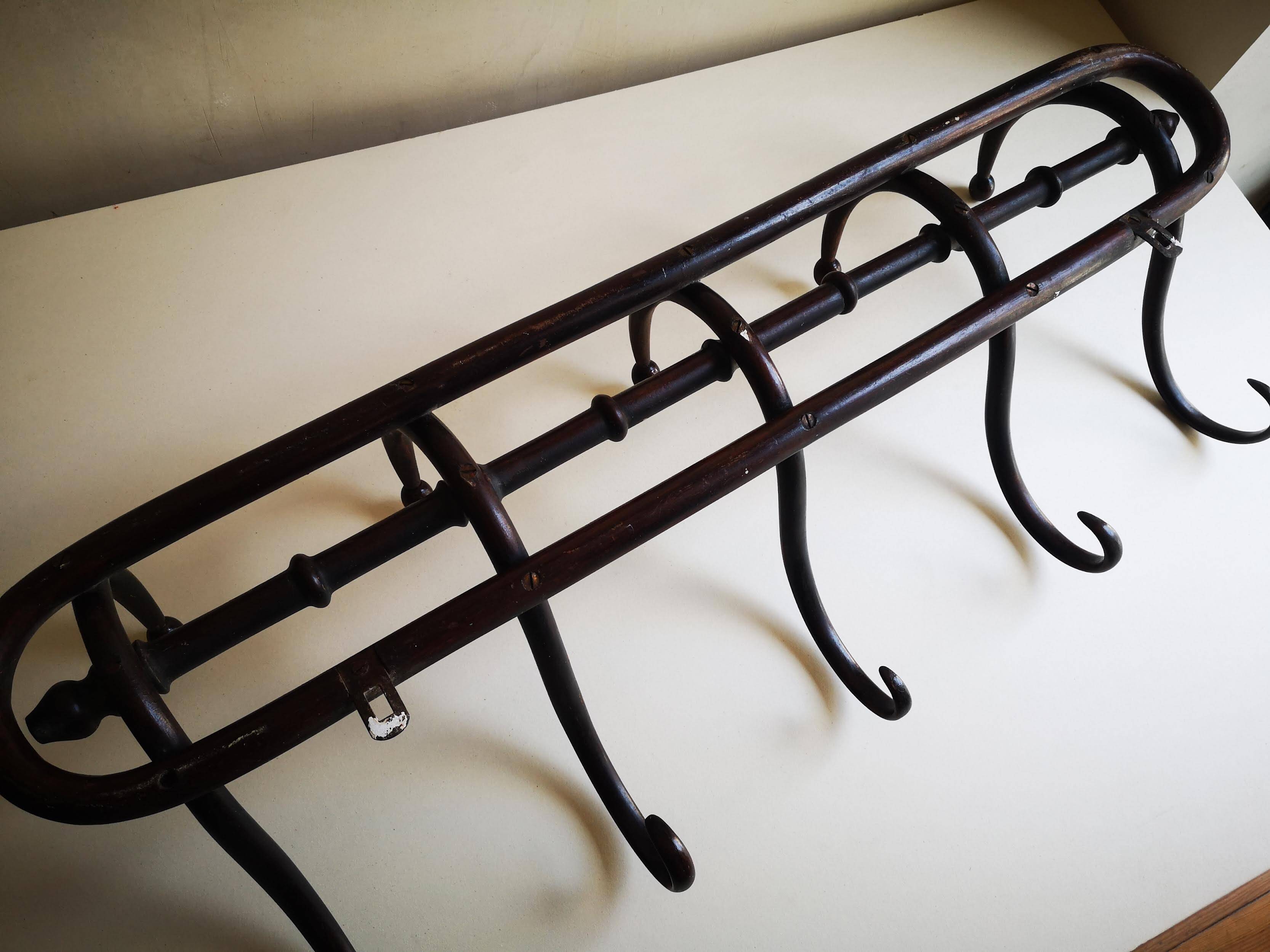 Vintage wooden wall coat rack