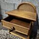 Vintage bedside table in rattan, wood and canning