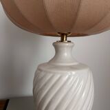 Ceramic table lamp with pastel shade