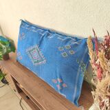 Blue berber cushion made of cactus silk