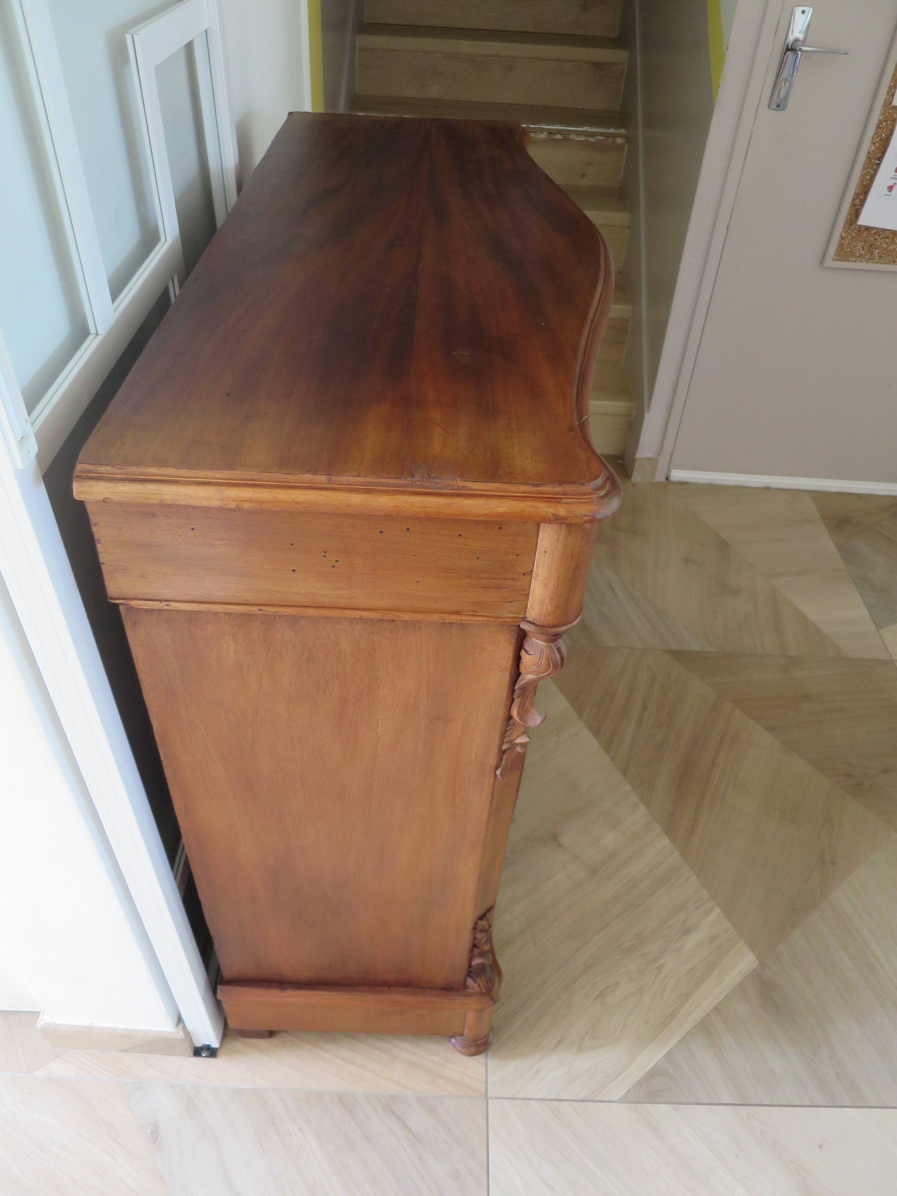 Curved showcase library carved wood 2 doors mahogany English style