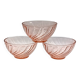 3 vintage pink glass bowls, rosaline arcoroc france