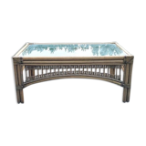 Table basse en rotin et verre