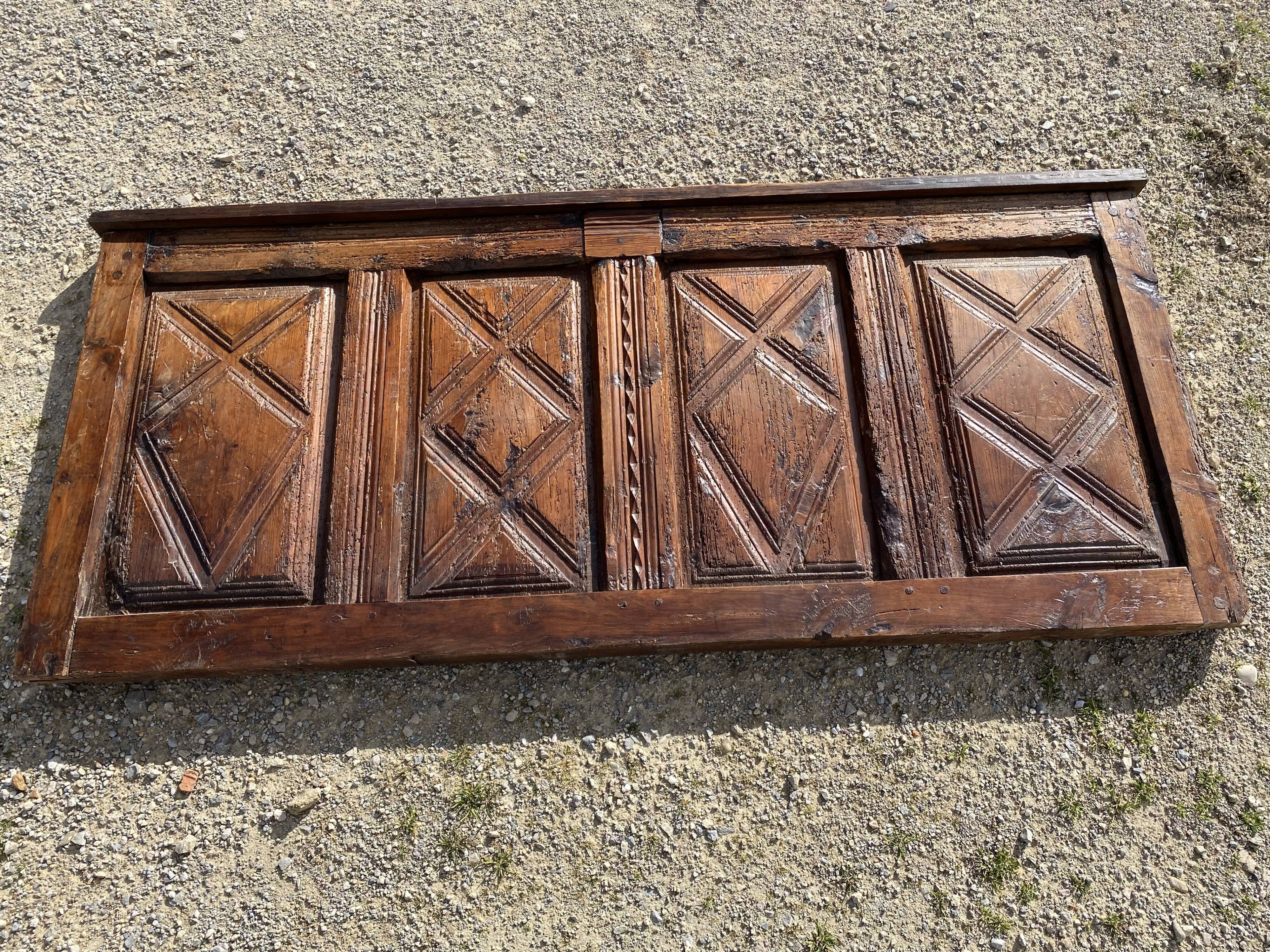 Antique wood headboard