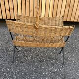 metal and rattan magazine rack