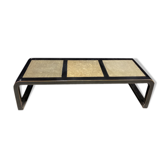 Rectangular coffee table wood and granite