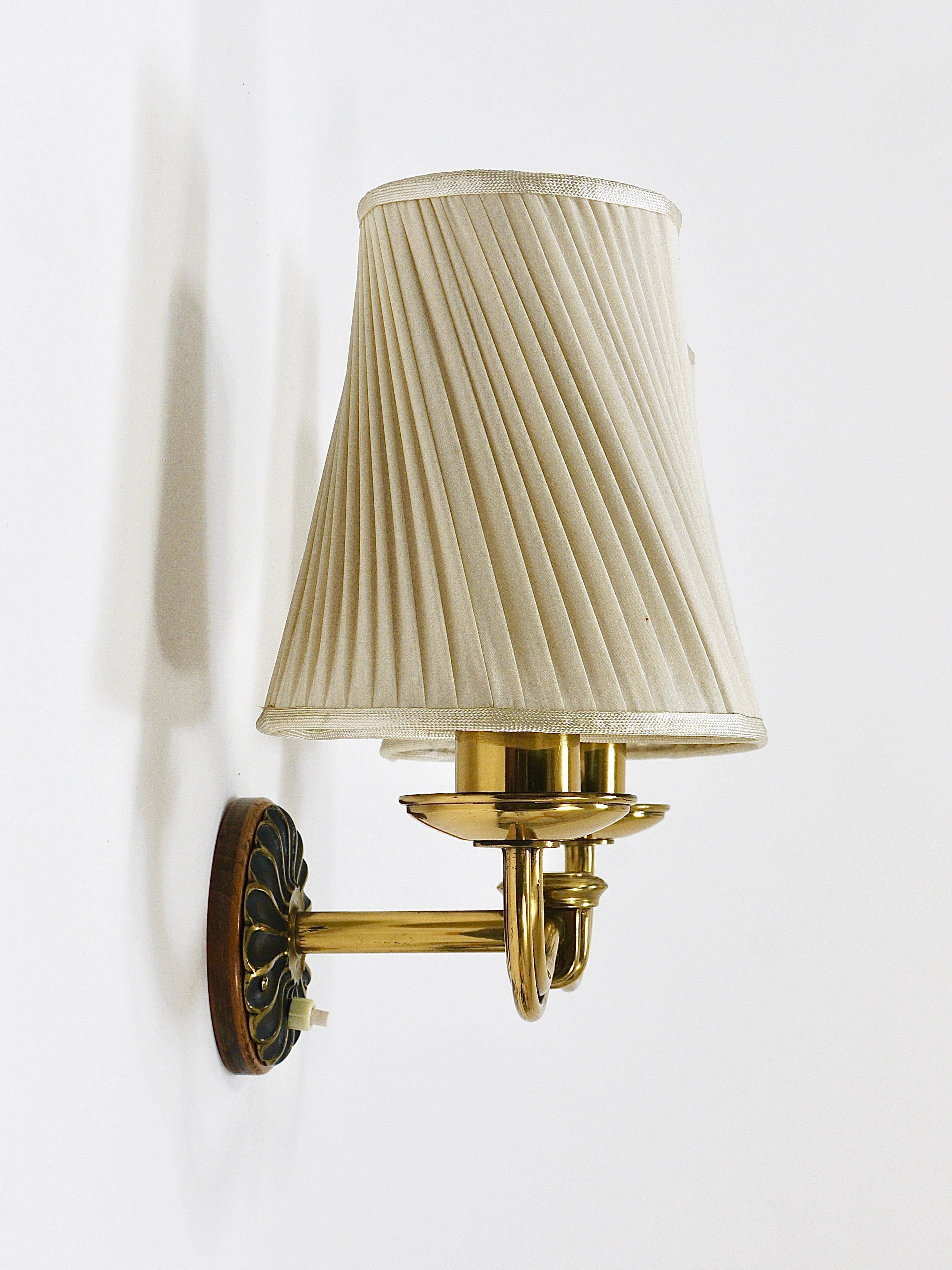 Pair of Wall Sconces in Brass from Viennese Modernism Hugo Gorge, Austria, 1940s