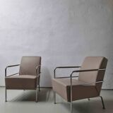 2 vintage nude leather "Cinema" easy chairs by Gunilla Allard for Lammhults | 1990s