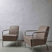 2 vintage nude leather "Cinema" easy chairs by Gunilla Allard for Lammhults | 1990s