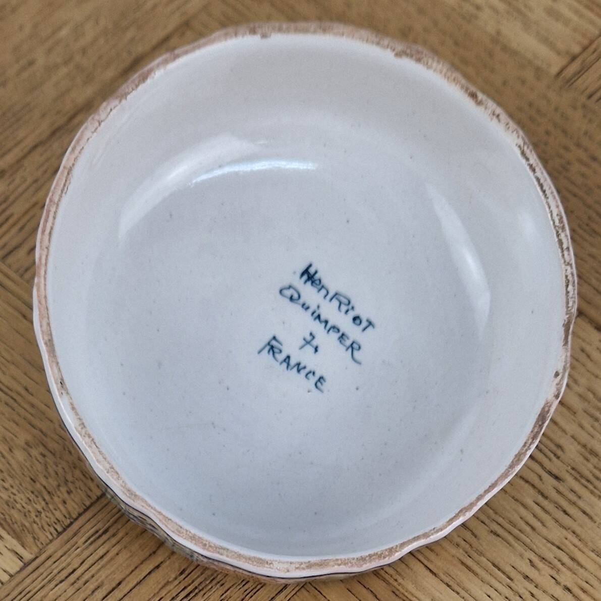 Old butter dish Henriot Quimper earthenware from Brittany