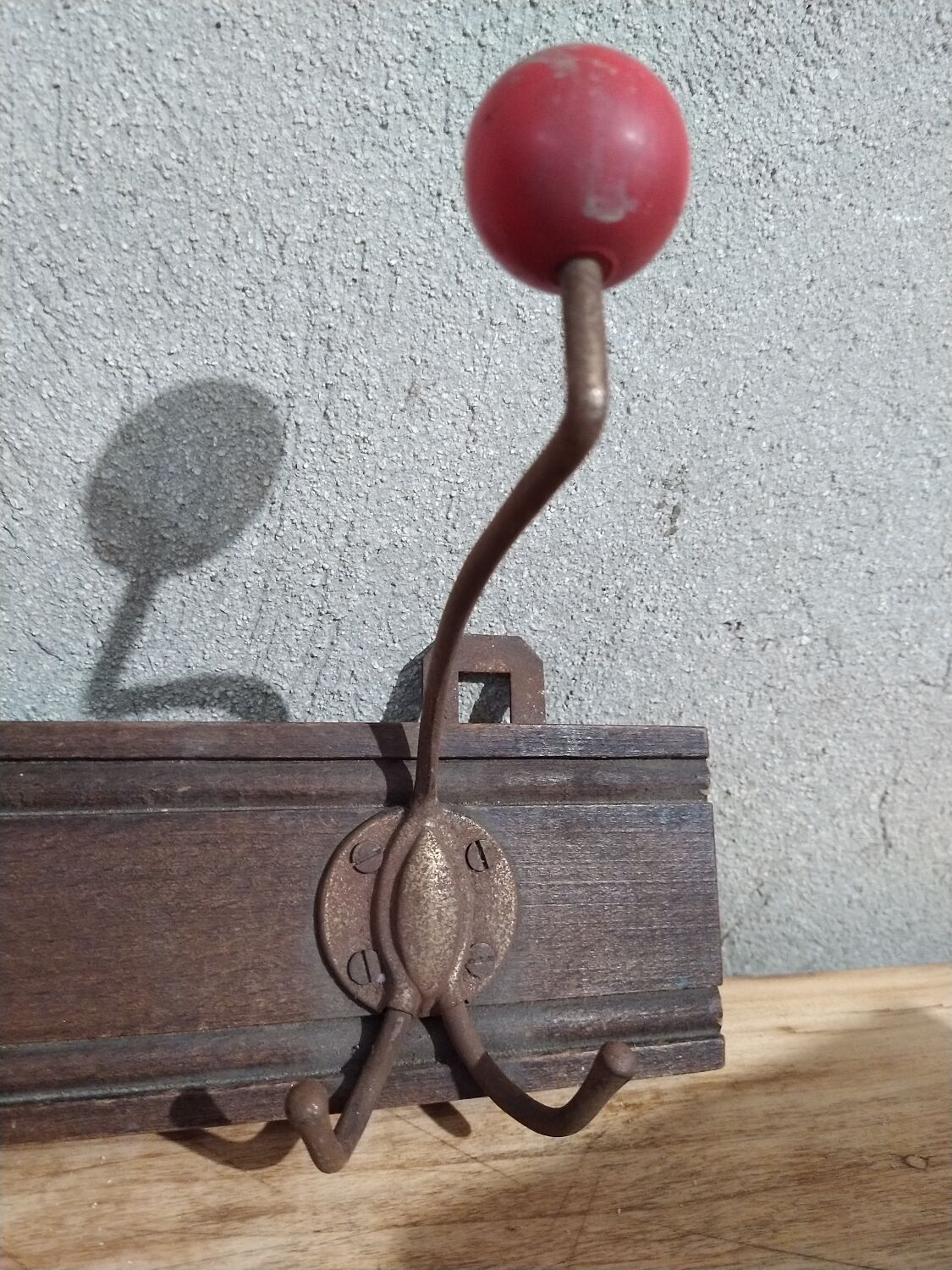 Vintage wood and metal coat rack