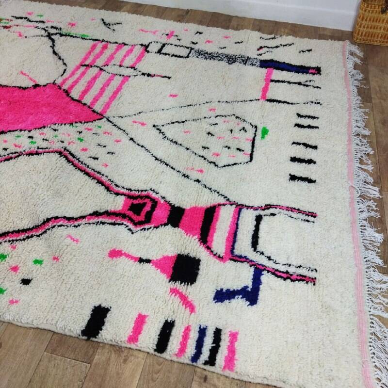 Handmade wool Berber rug 266 x 242 cm
