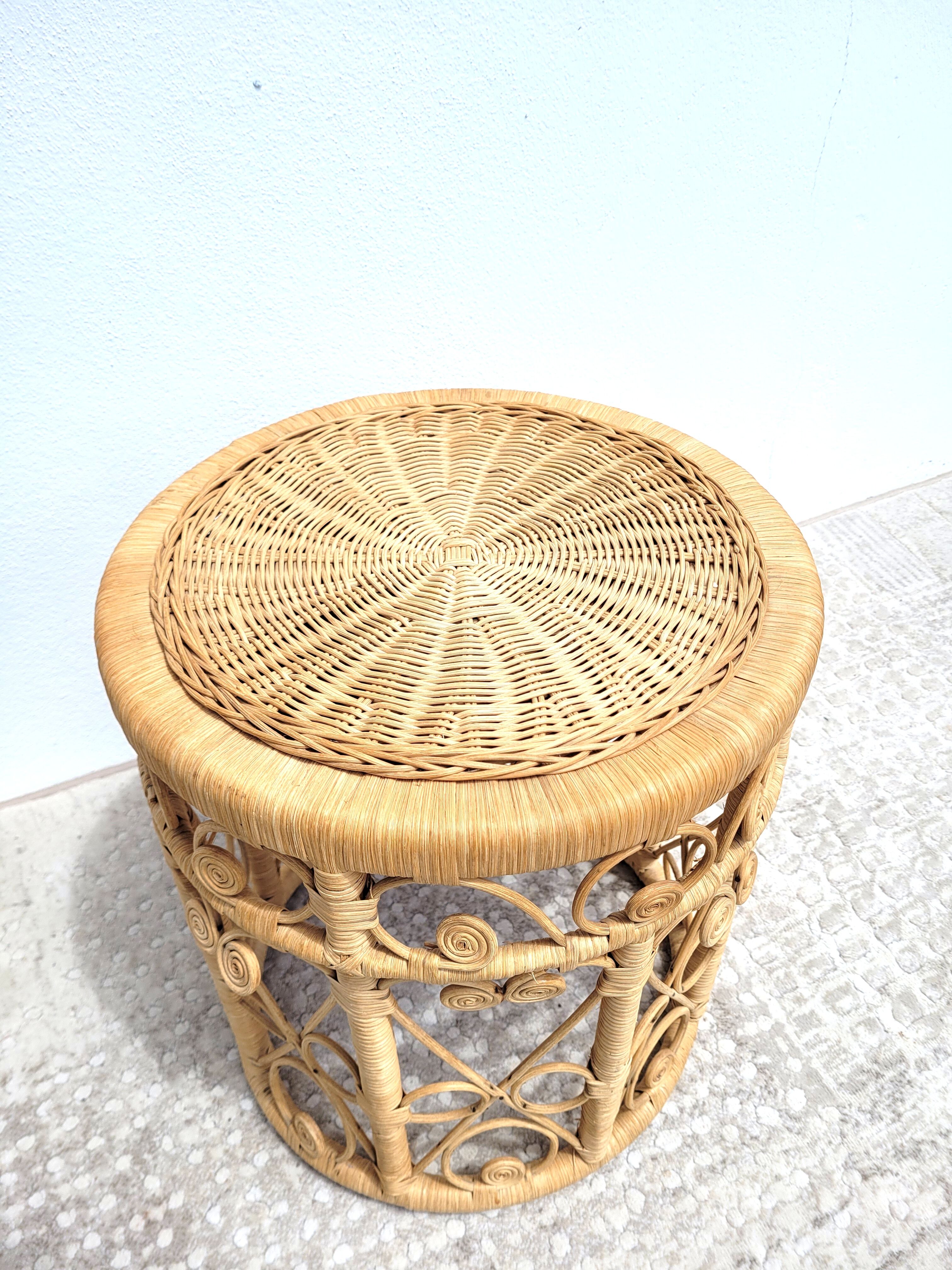 Peacock rattan side table