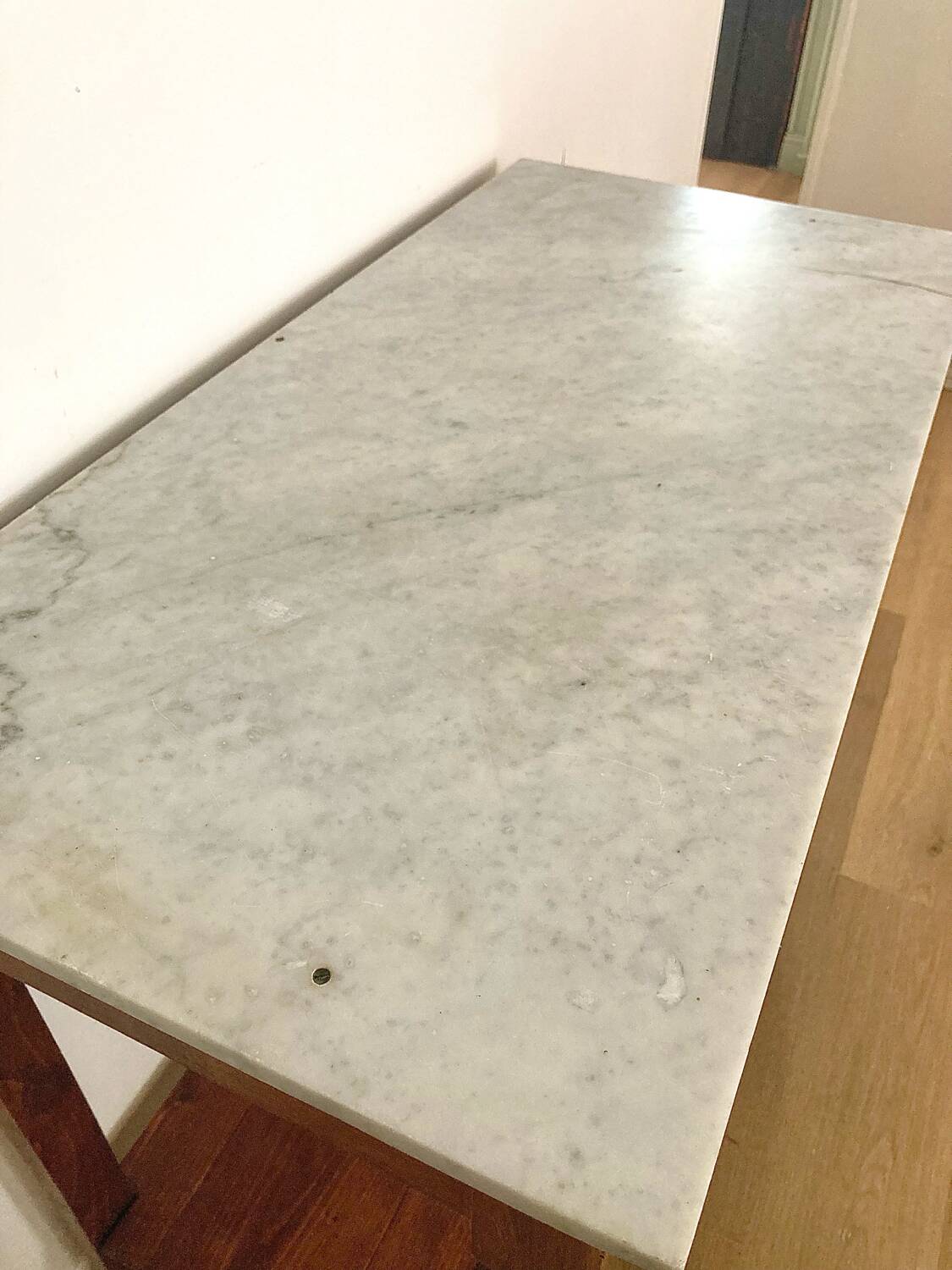 Wooden and marble console table