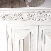 Rare small 17th century Dutch (nursery) cushion cabinet oak white painted