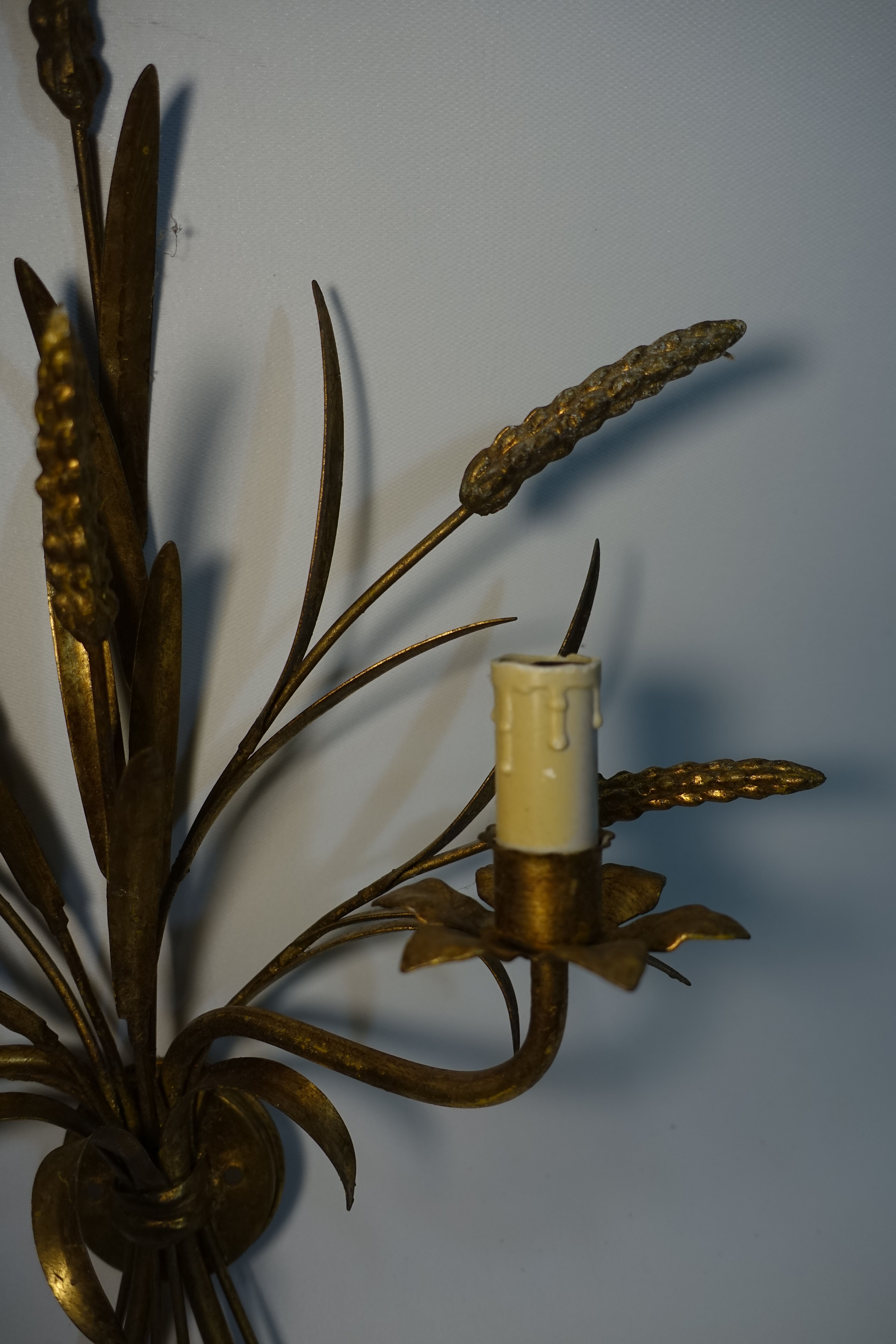 Wall lamp in gilded metal sheaf of wheat 1970s