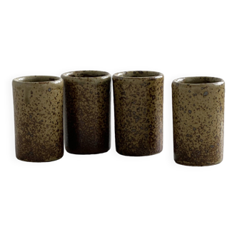 4 pyrite stoneware egg cups, ceramic shooter.