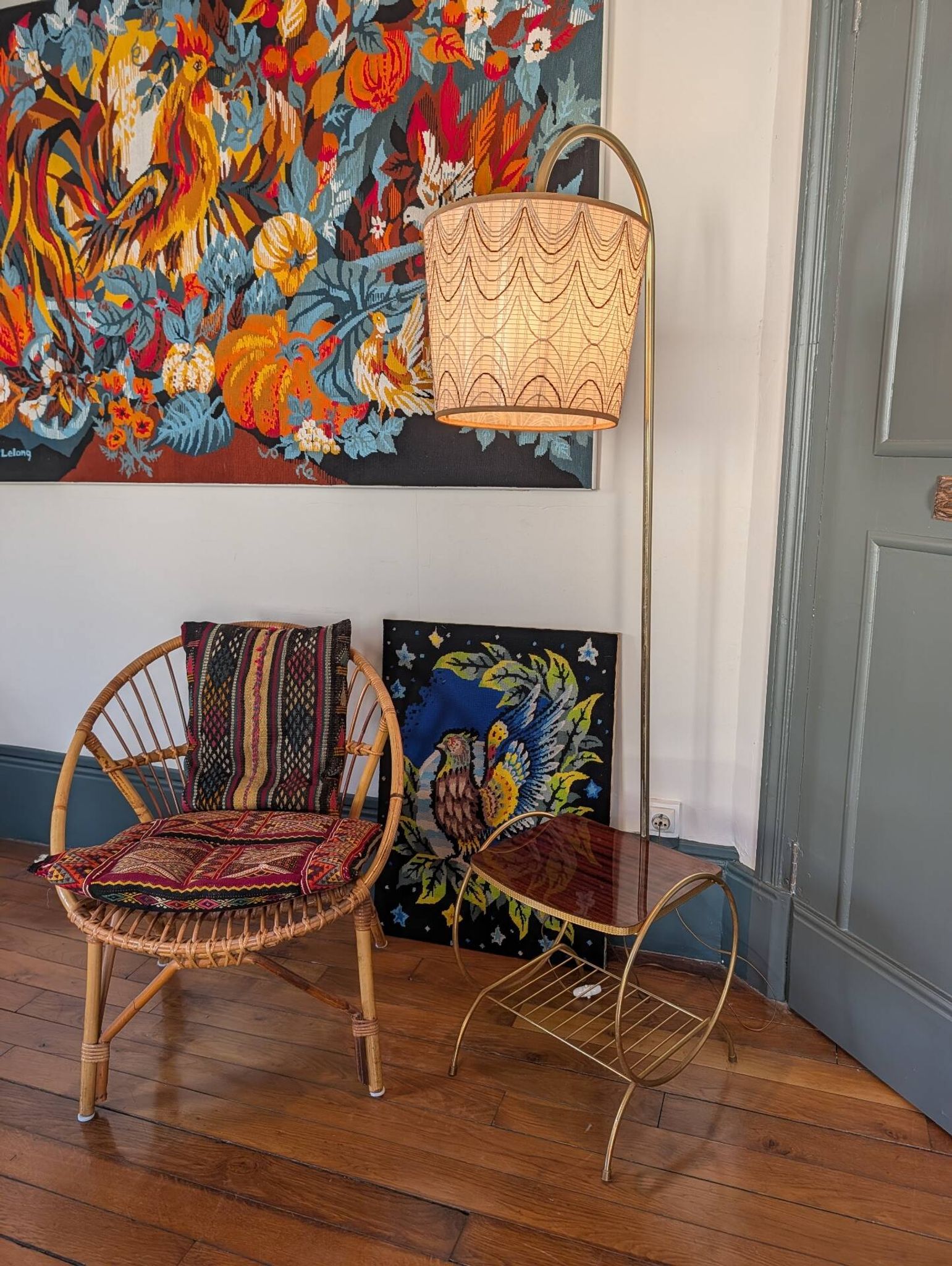 1950s reading lamp – Formica and gold metal