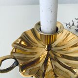 Indian candle holder in golden brass