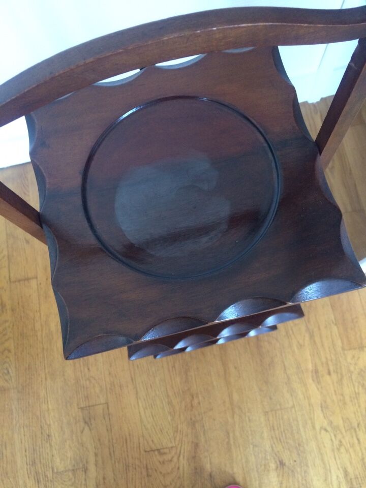 Antique English mahogany cake stand.