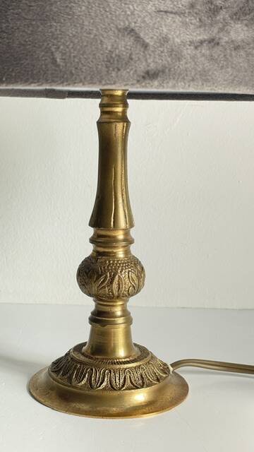 MASSIVE BRASS LAMP and VINTAGE Velvet
