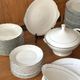White and silver table service, Limoges porcelain, 56 pieces - in good condition.