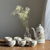 Teapot with stylized pink flower patterns brand Made in Korea H23