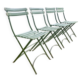 Chaises pliantes de jardin anciennes à lattes de bois