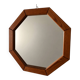 Vintage Octagonal Wooden Wall Mirror – 1970s Geometric Design