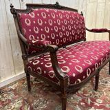 Banquette de style Louis XVI tissu bordeaux