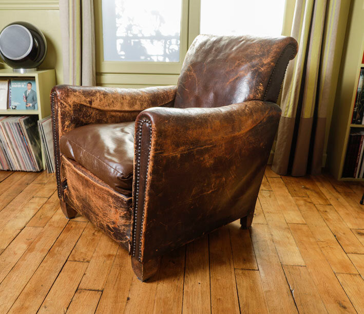 Old vintage leather club chair