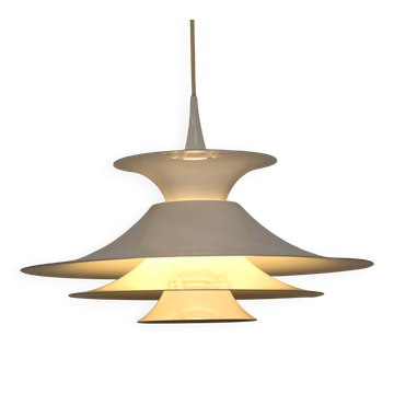 Lampe suspendue danoise moderne : modèle Radius blanc par Erik Balslev pour Fog & Mo
